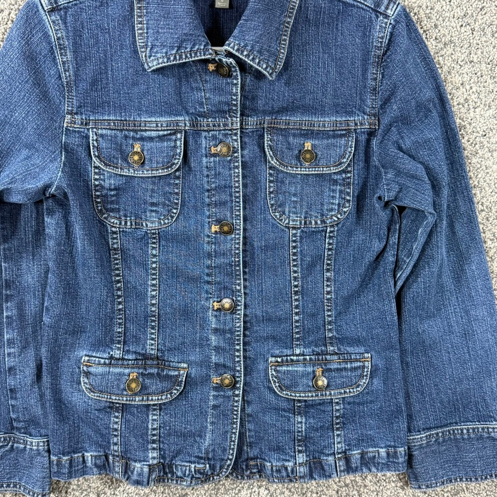 J. Jill Women Blue Stretch Denim Jacket Button Front Small RN 97641 - Picture 9 of 13